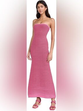 Strapless Pink Stripe Maxi Dress - Women